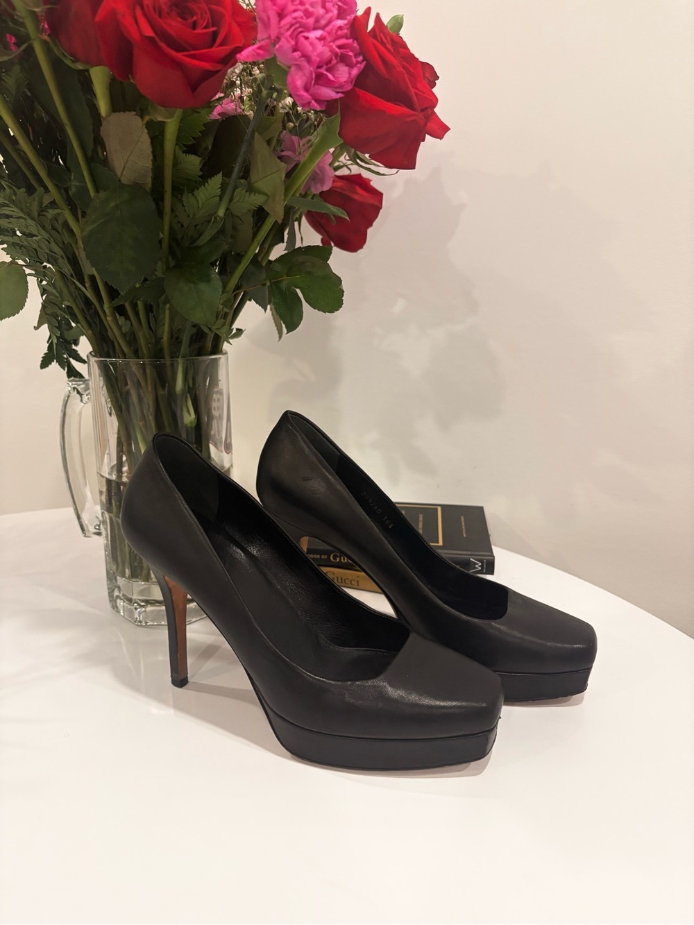 Gucci Black Leather Platform Pumps
